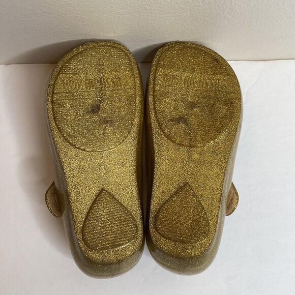 Mini Melissa Ultra Heart Me Sparkle Gold Glitter Sparkle Ballet Jelly S… - Picture 7 of 11